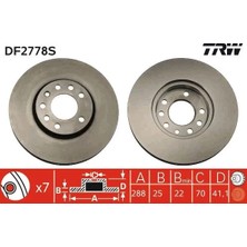 TRW Ön Fren Aynası Vectra B 96 > 02 Saab 9-2/9-3 93>03 288X25X7DLXHAVALI 32025723-569357-93182306