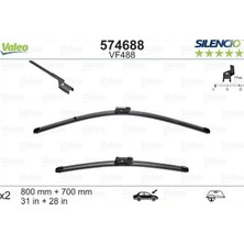 Valeo Ön Silecek Süpürge Takımı 800-700MM Opel Zafıra C 11>19 Peugeot P3008-P5008 09> Cıtroen C4 Spaceto Urer 18> Silencio X-Trm Flat Blade VM484 X2