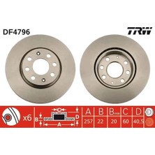 TRW Ön Fren Aynası Corsa D 07> Corsa E 14> Adam 13> Fıat Punto Evo 09> Grande Punto 05> 257X22X4DL Hava Lı