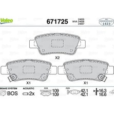 Valeo Arka Fren Balata Honda Cr-V 2.2l N22A Ctdi Dizel Re6 06-> / Cr-V 2.0l R20 Benzinli Re5 Otomatik Vite S 07-15 / Cr-V 1.6l N16A2 Re6 I-Dtec Dizel 4x2 4x4 13->