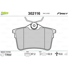 Valeo Arka Fren Balatası P307 00>09 P308 07>14 Partner 08> Partner Tepee 08> Berlıngo 08> C4 04>16 Xsara Pıcasso 99>11 Ds4 15>18