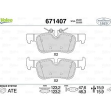 Valeo Fren Balatası Arka Bmw F40 F44 F45 F46 F48 F49 F39 . Mını F54 F60