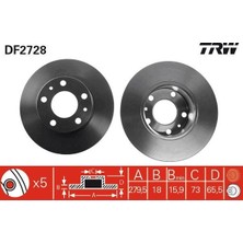 TRW Ön Fren Aynası Boxer 94-4.02 Jumper 94-4.02 Ducato 94/4.02 280X18X5DL 1.4q