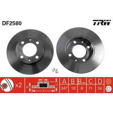 TRW Arka Fren Aynası P405 1.6-1.9-1.8t 89-92 P405 Iı 1.8-2.0-2.0 16V 92-95 247X10X9