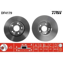TRW Ön Fren Diski Renault Laguna Iı 01>07 280X21.8 Havalı 5 Delik