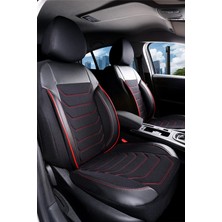 Bar Oto Tuning Alfa Romeo Stelvio Lüks Kumaş ve Deri Detaylı 5li Oto Koltuk Kılıfı Siyah Kırmızı