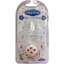 Fırsatkolik Babytime Silikon Damaklı Koruyucu Kapaklı Şeffaf Gövdeli Desenli Emzik N.2 BT135-2