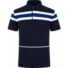 Trender 457 Kot Yaka Ringel Lacivert Erkek Polo Yaka T-Shirt 26YK37000017