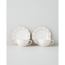English Home Soft Cloud Stoneware 4 Parça 2 Kişilik Çay Fincanı Takımı 150 ml Açık Pembe