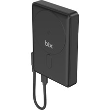 Bix PB117 10000MAH PD20W Hızlı Şarj Usb-C Kablosuz Magsafe Telefon Stant Özellikli Mini Powerbank