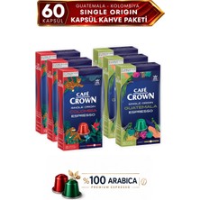 Cafe Crown 60'lı Single Origin Espresso Kapsül Kahve Tanışma Paketi Guatemala + Kolombiya ( Nespresso Uyumlu Alüminyum Kapsül Kahve)