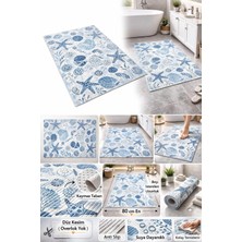 Muhtelif Banyo Önü Paspası 80 cm  x 100 cm En Kaymaz Tabanlı Yumuşak Dokulu Su Emici Banyo Halısı