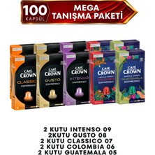 Cafe Crown 100'LÜ Kapsül Kahve Mega Tanışma Paketi ( Nespresso Uyumlu Alüminyum Kapsül Kahve)
