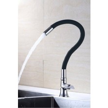 Yayke Oynar Başlıklı Siyah Spiral Musluk Başlığı Silikon Malzeme ile 50 cm Uzunlukta