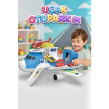 Farbu Oyuncak Uçak Otoparkım - 2'si 1 Arada Dönüşen Uçak Oyun Seti ve Araç Bakım Istasyonu 32 cm (2 Spor Araba + 1 Helikopter)