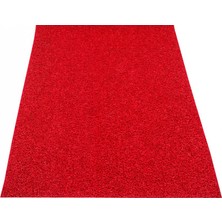 Muhtelif Colourmat Kaydırmaz Kaymaz Yolluk Karmaşık Halı Kıvırcık Paspas 1,2mt (Kırmızı)