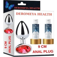 Aşkın Deposu Deromeya Health HPT- mükemmel çelik 9 cm elmas taşlı + süper kaydırıcı jel+  plug 9 cm + süper set 2*50 ml jel avantajlı paket