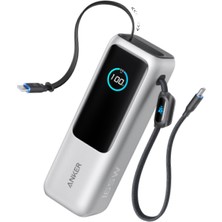 Anker 25.000 Mah Power Bank, 165W, Taşınabilir Şarj Cihazı, Dahili Usb-C ve Geri Çekilebilir Kablo, 1 Usb-C, 1 Usb-A, Gümüş - A1695