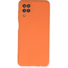TKÇ Mey Ithalat®  Samsung Galaxy A12 Kılıf Nano Içi Kadife Silikon - Turuncu