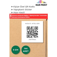 Nur Print Kişiye Özel Qr Kodlu Yapışkanlı Teşekkür Etiketi, 144 Adet Kare Ambalaj Stickerı, 5 cm Çap