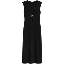 Eclectic Siyah Kadın V Yaka Regular Fit Elbise P-0275100