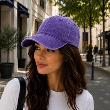 Gülümser Shop Unisex Yıkamalı Vintage Baseball Şapka – Ayarlanabilir Tokalı Mor Renk Günlük Spor Şapka