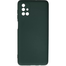 TKÇ Mey Ithalat®  Samsung Galaxy M51 Kılıf Nano Içi Kadife Silikon - Koyu Yeşil