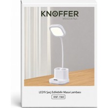 Knoffer Entegre Edilmiş Çıkarılmaz LED Ampullu Şarj Edilebilir Masa Lambası