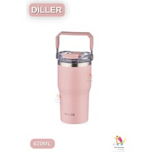 Vagonlife 620 ml Çift Içim Pipetli / Pipetsiz Taşıma Kulplu Termos 3 Renk