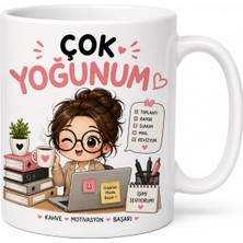 Minik Esnaf Çok Yoğunum Kupa Bardak Hediye Seti – Ofis Çalışanına Hediye, Iş Arkadaşına Hediye, Motivasyon Kupası, Kraft Kutulu Özel Hediye Seti