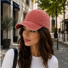 Gülümser Shop Unisex Yıkamalı Vintage Baseball Şapka – Ayarlanabilir Tokalı Gül Kurusu Günlük Spor Şapka