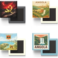 İberk Buzdolap Magnetleri - Angola - Luanda - 4'lü Set