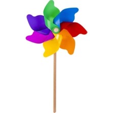 Kardeşler 75 cm Rüzgar Gülü Ahşap Çubuklu Renkli Dekoratif Bahçe Aksesuarı