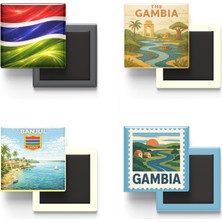 İberk Buzdolap Magnetleri - Gambiya - Banjul - 4'lü Set