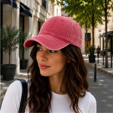 Gülümser Shop Unisex Yıkamalı Vintage Baseball Şapka – Ayarlanabilir Tokalı Fuşya Günlük Spor Şapka