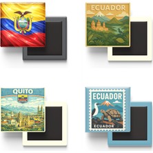 İberk Buzdolap Magnetleri - Ekvador - Quito - 4'lü Set