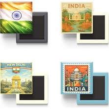 İberk Buzdolap Magnetleri - Hindistan - Yeni Delhi - 4'lü Set