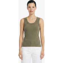 Nautica Kadın Yeşil Slim Fit Kolsuz T-Shirt