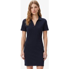 Nautica Kadın Lacivert Slim Fit Kısa Kollu Elbise