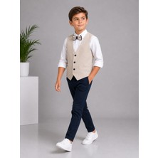 Classics Men Erkek Çocuk Smokin Takım Elbise Yelekli Papyonlu