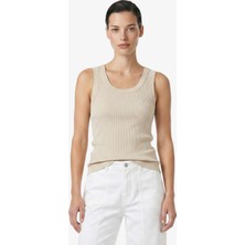 Nautica Kadın Bej Slim Fit Kolsuz T-Shirt