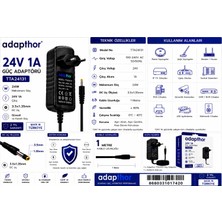 Adapthor TTA-24131 24W  24V 1  3.5*1.35 PRİZ TİPİ ADAPTÖR