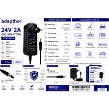 Adapthor TTA-24252 48W  24V 2A  5.5*2.5 PRİZ TİPİ ADAPTÖR