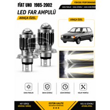 OtoÇizgi Fiat Uno 1985-2002 H4 LED Far Ampulü Beyaz Işık Canbus Mini Lensli 2\'li Set