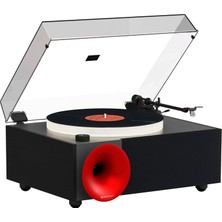 Fennessy I5S Bluetooth Hoparlörlü 45W Hi-Fi Işıklı Retro Pikap Plakçalar Turntable, Siyah