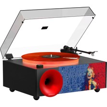 Fennessy I5S Bluetooth Hoparlörlü 45W Hi-Fi Işıklı Retro Pikap Plakçalar Turntable, Marilyn Monroe