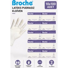 Broche Lateks Pudrasız Muayene Eldiveni L Beden 10'lu Paket
