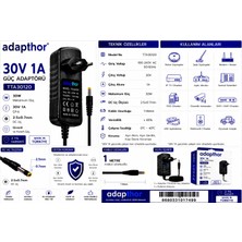 Adapthor TTA-30120 30W  30V 1A  2.5*0.7 PRİZ TİPİ ADAPTÖR