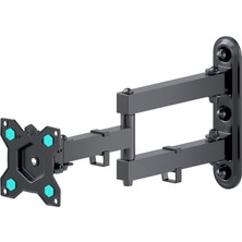 Onkron R4 Black Roto Serisi Full Motion Monitör Tv Duvar Askı Aparatı – 10" - 35" Ekran Uyumlu, 360° Pivot Döndürme, 20 kg Taşıma Kapasitesi, Siyah