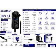Adapthor TTA-30131 30W  30V 1A  3.5*1.35 PRİZ TİPİ ADAPTÖR